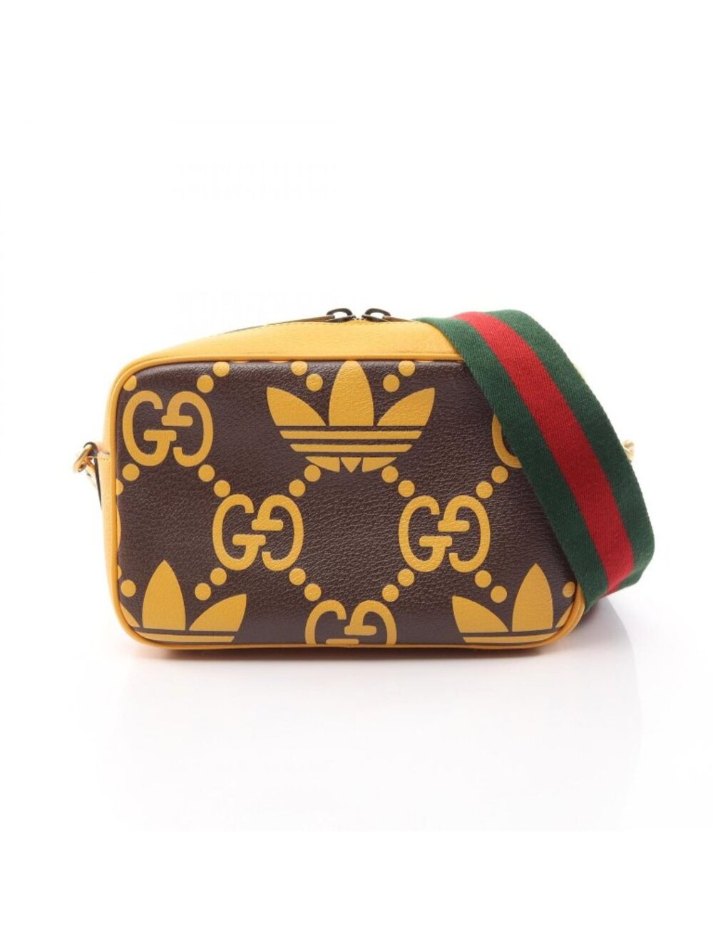 Gucci Shoulder Bag Adidas Yellow Brown Green Leather Small